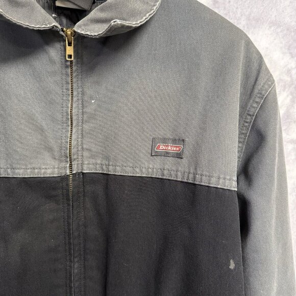 Dickies Jacket Mens XL Black.Gray Full Zip Shop Mechanic Quilted Lined Canvas - Picture 3 of 16